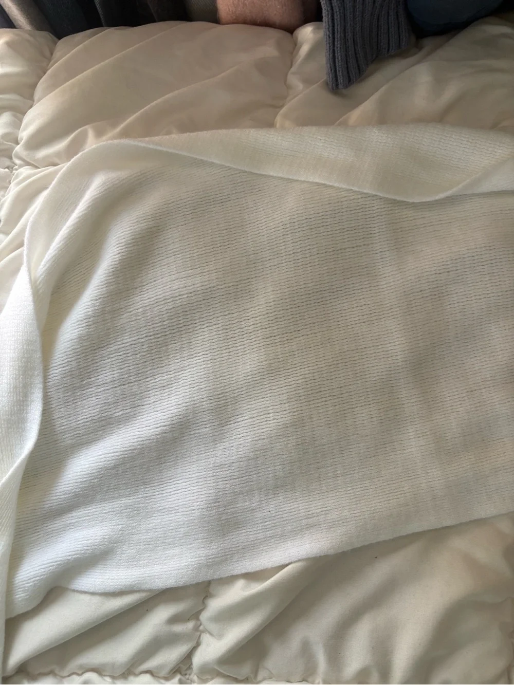 Calvin Klein Ivory Knit Scarf with Fringe